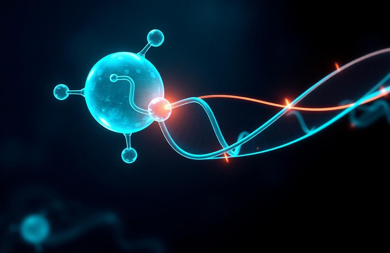 Glowing teal molecule representing ketone metabolism