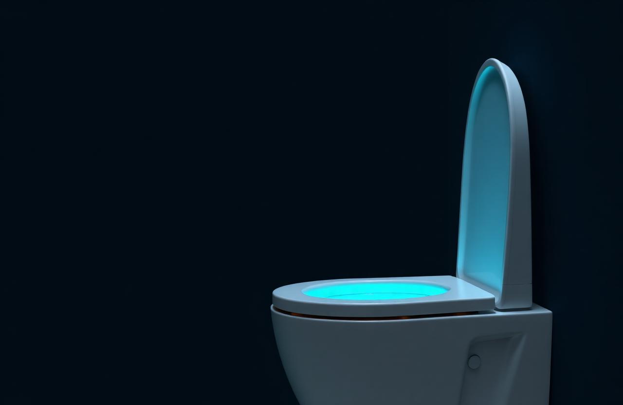 Sleek smart toilet with glowing interior sensor light